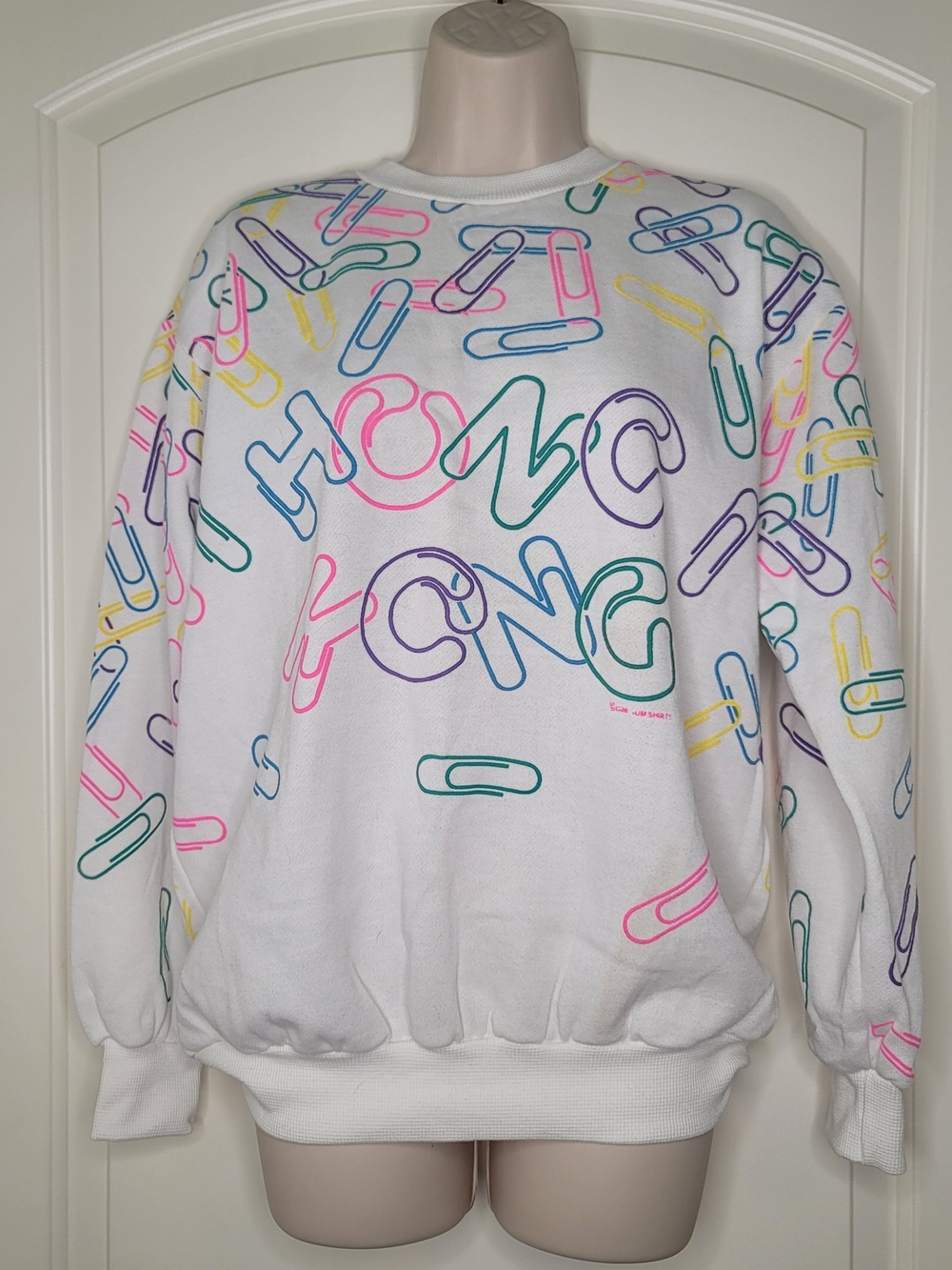 90s Neon Paperclip Graphic Sweatshirt